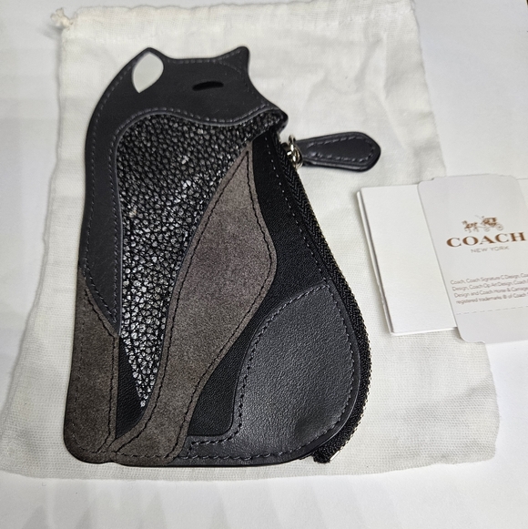 Coach Fox Leather & Suede Coin Case NWT - Picture 2 of 6